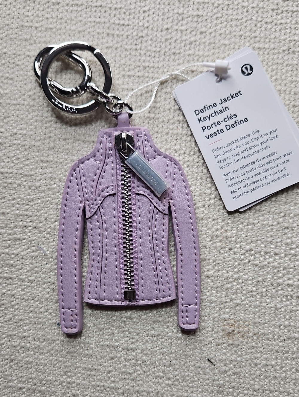 lululemon athletica Lavender Define Jacket Keychain Charm